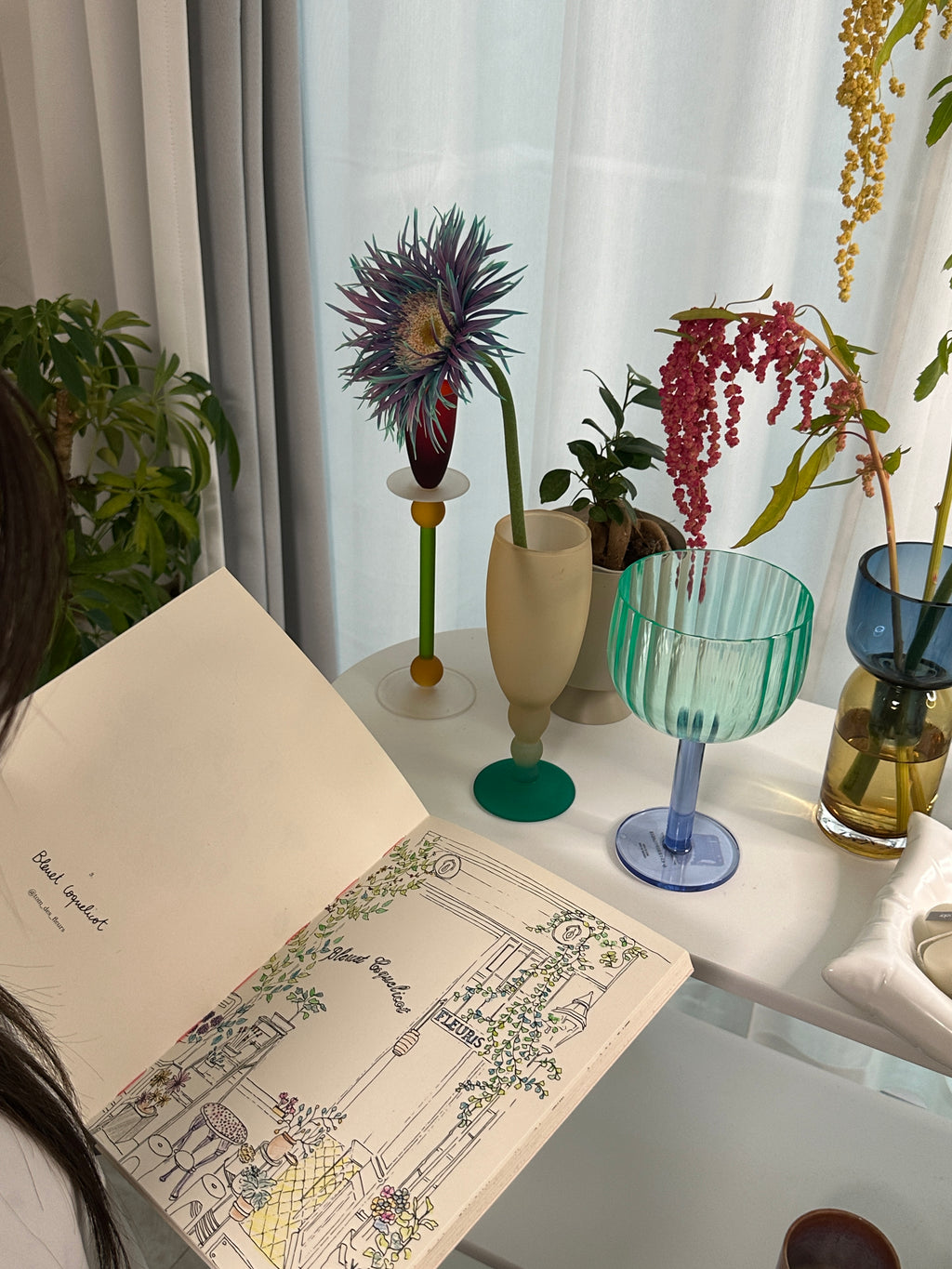 Frosted Bubble Stemmed Glasses