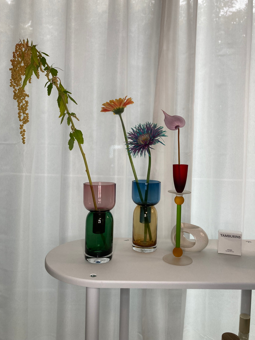 Hand-Blown Atomic Age Brandy Cordial – Red & Lime